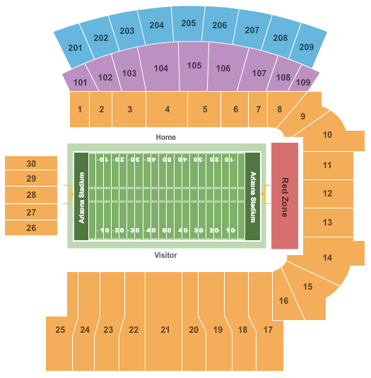 Arizona Stadium University of Arizona Seating Chart